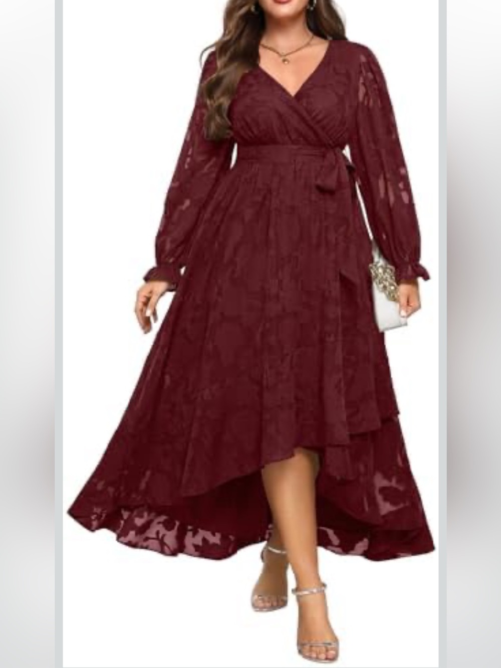 Talisea Burgundy Wrap Midi Dress Size 22W